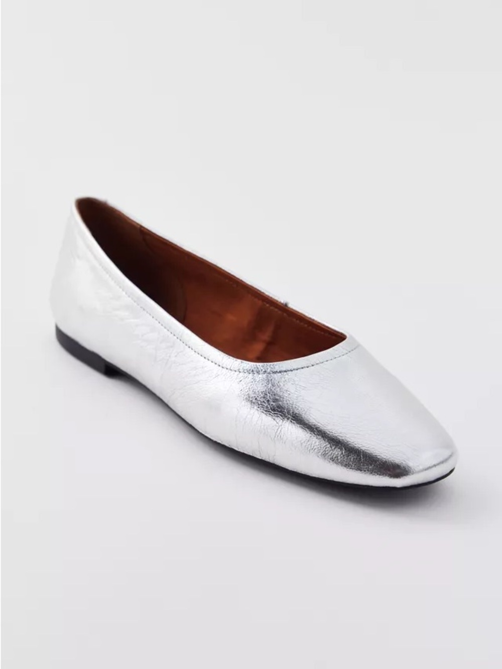 Vagabond Jolin Metallic Silver Leather Ballet Flat new in box